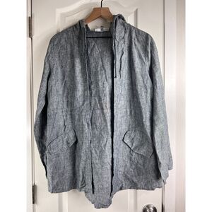 Elliott Lauren Women's Linen Hooded Jacket Gray Size XS